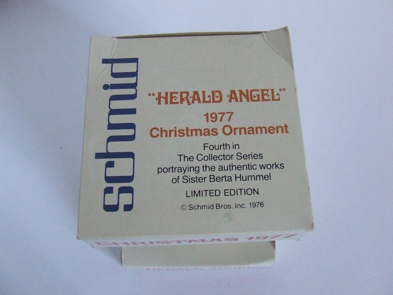 Retro Schmid Herald Angel Christmas tree ornament Sister Berta Hummel collector series Schmid Bros 1976 winter holiday seasonal decoration