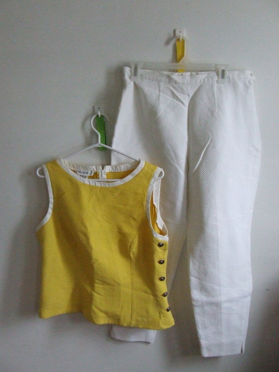 Escada two piece summer outfit sleeveless yellow b