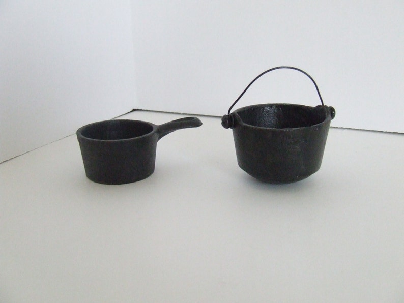 Vintage dollhouse miniature black cast iron cooking pots Etsy