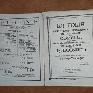 Corelli's LA FOLIA – Variations Sérieuses, Violin & Piano, Schott 1914, Score Part Set, Leonard/Reger Ed.