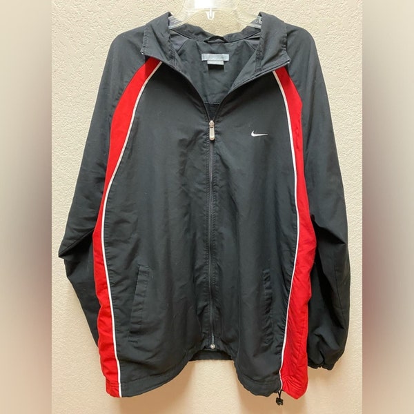 Vintage 90s Y2K Nike Zip Up Jacket Windbreaker with Drawstring Waist. Sz XXL