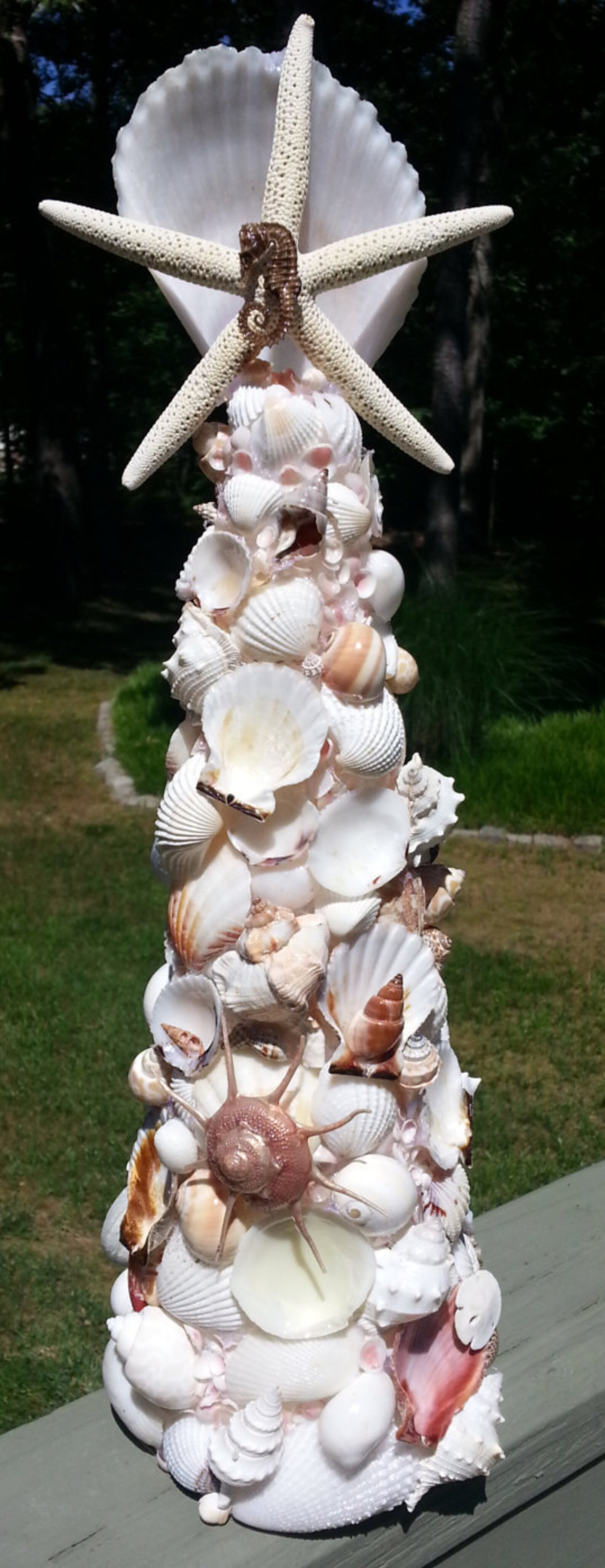 Sea Shell Christmas Tree 15 In. Mixed White Shells free Etsy