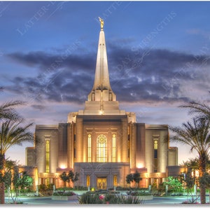 GILBERT, ARIZONA Temple Twilight - Beeldende kunst voor de heiligen der laatste dagen - Digitale download met hoge resolutie u elk formaat tot 30 &quot;x 20&quot; afdrukken
