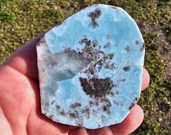 Large Natural Blue Rough Larimar Slab Great For Collecting