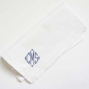 MENS CLASSIC DIAMOND Font Embroidered Monogrammed Handkerchief, wedding hankie