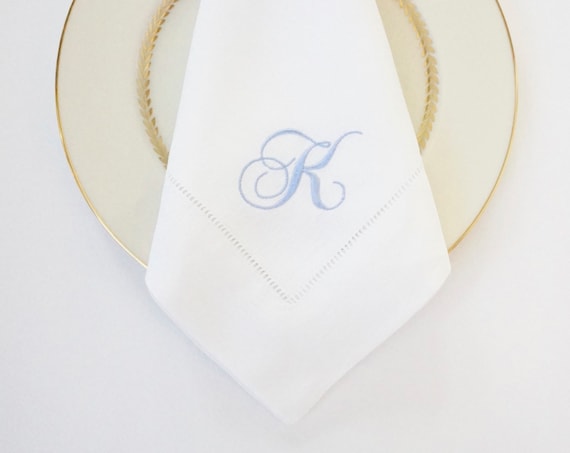 SCRIPT FONT COLLECTION of Monogram Fonts on Embroidered Cloth Dinner Napkins and Guest Hand Towels, Home Furnishings, Special Occasions