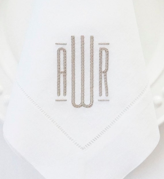 MODERN SOPHISTICATE MONOGRAM, Embroidered Custom Cloth Napkins, Table Linens and Towels, Wedding Receptions, Personalized napkins