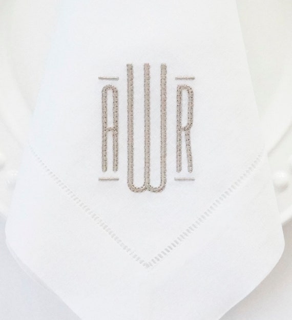 MODERN SOPHISTICATE MONOGRAM, Embroidered Custom Cloth Napkins, Table Linens and Towels, Wedding Receptions, Personalized napkins