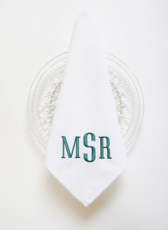 COUNTRY HOUSE MONOGRAM Font Embroidered Cloth Dinner Napkins and Linen Towels, Wedding Napkins