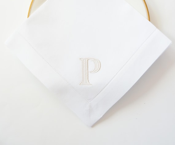 ENGRAVED FONT Monogrammed Embroidered Custom Napkins, Towels and Linens, Wedding Napkins, Home Furnishings
