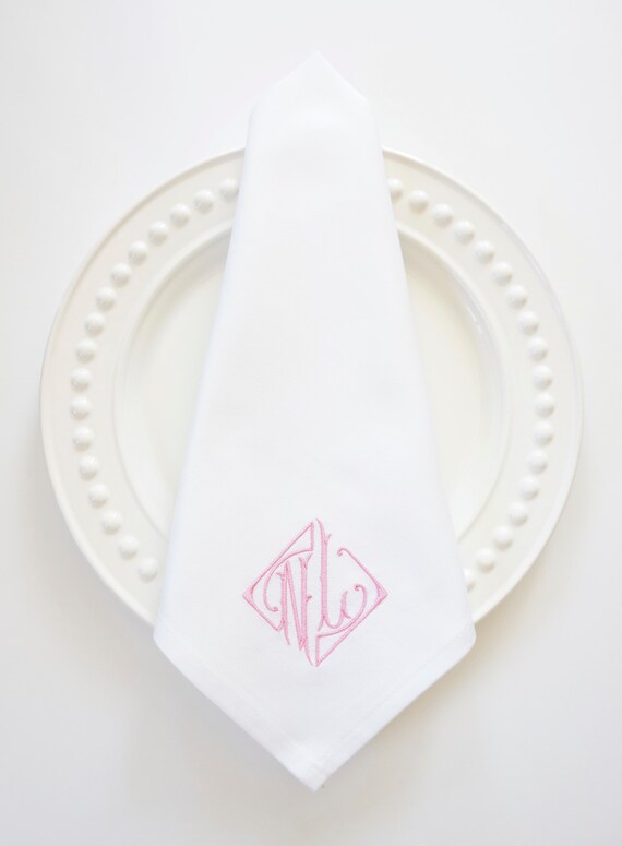 PARISIAN Monogram Embroidered Cloth Linens, Wedding napkins, Couples monogram, towels, Home Furnishings