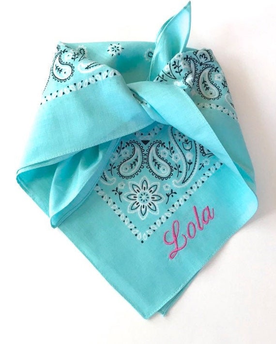 Personalized Monogrammed Large Dog Bandanas, Embroidered Pet Scarf, Free Shipping