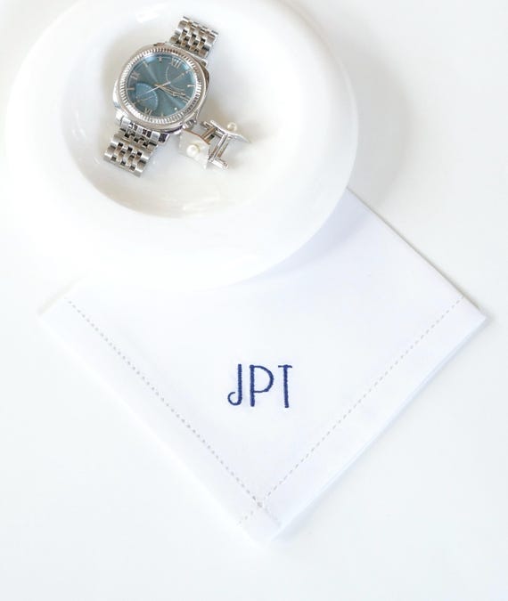 NEW YORKER font Embroidered Monogrammed Handkerchief, Father of the Bride | Personalized Wedding Handkerchief | embroidered hankies