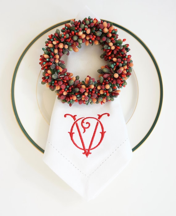 ESTATE FONT Monogrammed Personalized Napkins, Cocktail Napkins, Personalized Wedding Napkins, hand towels, Embroidered Linen Napkins, Logo