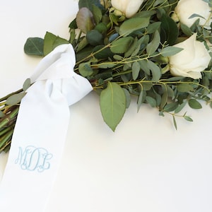 PERSONALIZED EMBROIDERED 3" RIBBON, 36" length with Monogram, Grosgrain Ribbon, Bridal and Wedding Bouquets, Gifts, Bridesmaids