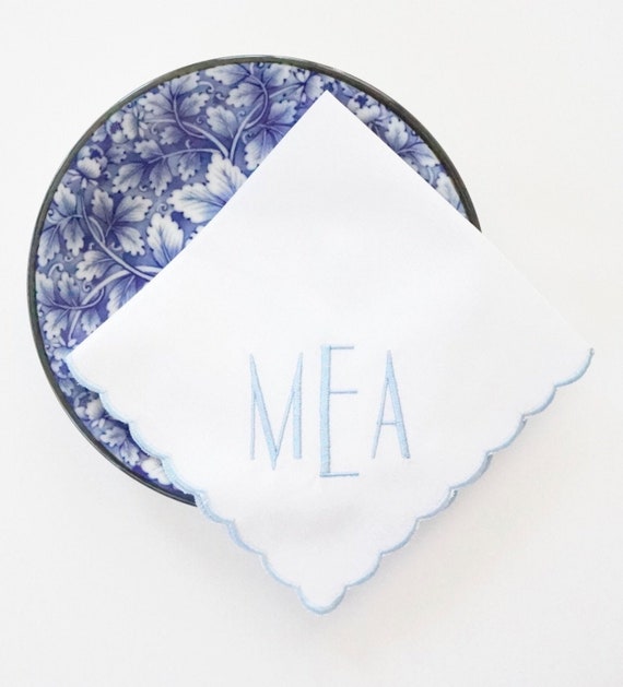 NEW YORKER font Embroidered Monogrammed Handkerchief, Personalized Custom Handkerchief