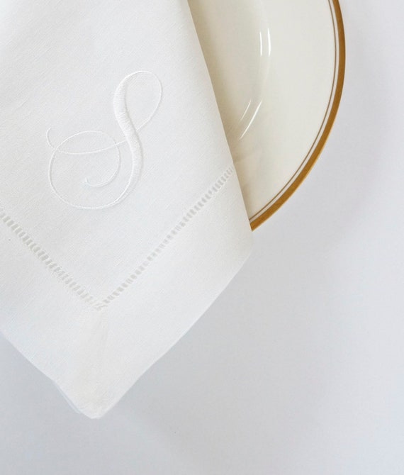 SCRIPT FONT COLLECTION of Monogram Fonts on Embroidered Cloth Dinner Napkins and Guest Hand Towels - Wedding Keepsake or Special Occasions