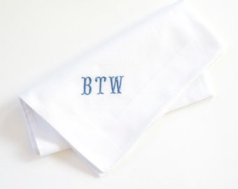 MENS CLASSIC font Embroidered Monogrammed Handkerchief, wedding handkerchief or pocket square, groomsmen gifts, father of bride or groom