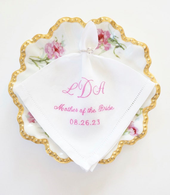 CUSTOM HANDKERCHIEF - Wedding, First Communion, Baptism, Christening, Embroidered Monogrammed Handkerchief, Personalized Custom Handkerchief