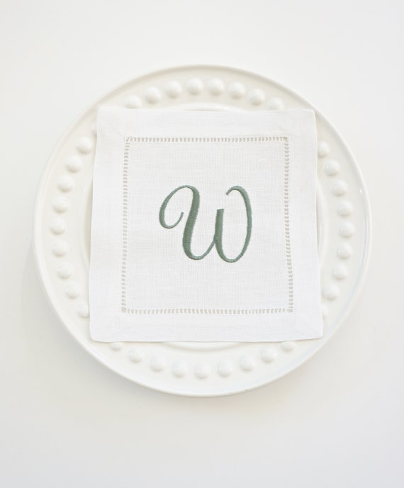 SCRIPT FONT COLLECTION of Monogram Fonts on Embroidered Cloth Dinner Napkins, towels, cocktail napkins featured with the Sunflower font