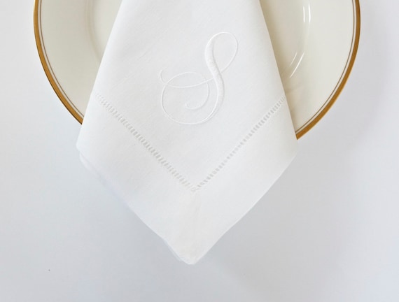 SCRIPT FONT COLLECTION of Monogram Fonts on Embroidered Cloth Dinner Napkins and Guest Hand Towels - Wedding Keepsake or Special Occasions