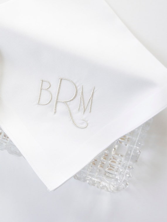 NEW YORKER font Embroidered Monogrammed Handkerchief, Father of the Bride | Personalized Wedding Handkerchief | embroidered hankies
