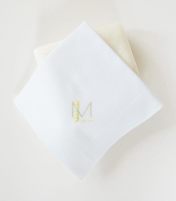 COTTON THREAD COLLECTION, Mens Block Letter and Script Fonts, Personalized Monogrammed handkerchiefs and Pocket Squares