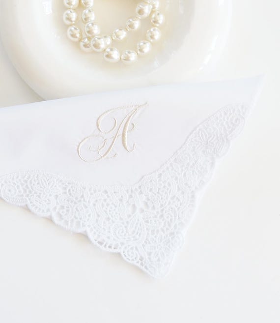 FLOURISH SINGLE INITIAL font Embroidered Monogrammed Handkerchief, Personalized Custom Handkerchief