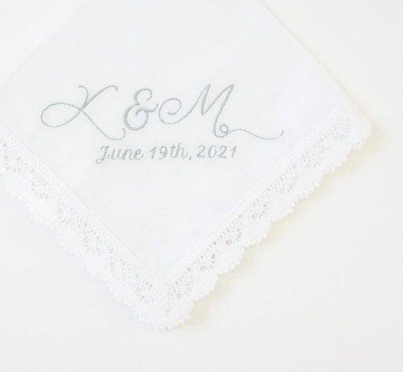 FOREVER FONT with AMPERSAND 2 Letter Couples Monogram, Embroidered Monogrammed Handkerchief, Wedding, Bridal, Bridesmaids