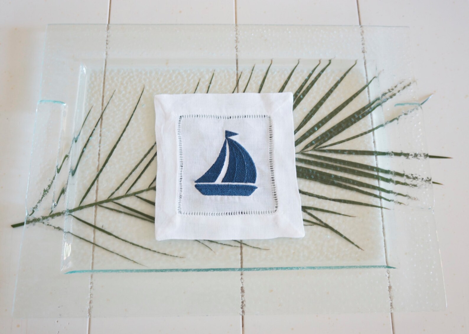 Nautical Cocktail Napkins embroidered cocktail napkins table Etsy