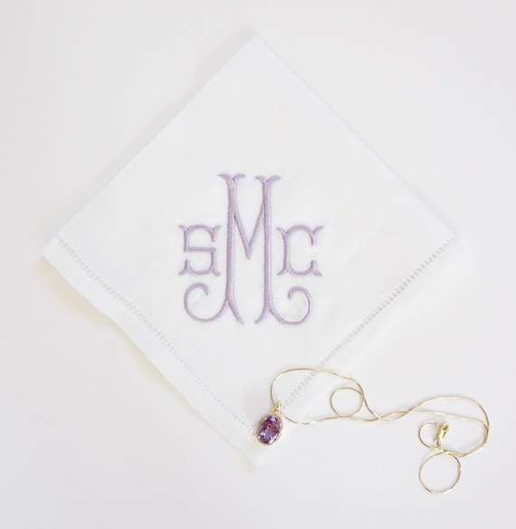 GILDED font Embroidered Monogrammed Handkerchief, Personalized Custom Handkerchief