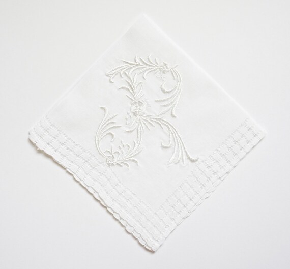 WEDDING font Embroidered Monogrammed Ladies' Handkerchief | Etsy