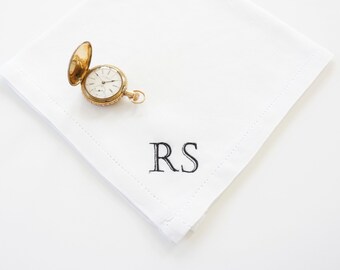Men's Monogrammed Handkerchief, Irish Linen or Cotton Handkerchief, Pocket Square, Wedding Handkerchief