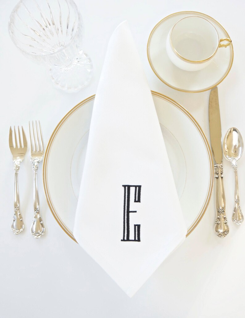 ENGRAVED Monogram Embroidered Dinner Napkins and Hand Towels Etsy