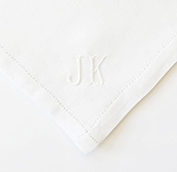 MENS CLASSIC font Embroidered Monogrammed Handkerchief, wedding handkerchief or pocket square, groomsmen gifts, father of bride or groom