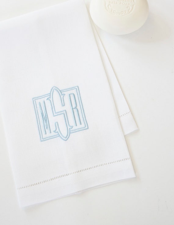 EMBOSSED FONT Monogrammed Napkins,  Embroidered Custom Cloth Napkins, Towels and Linens
