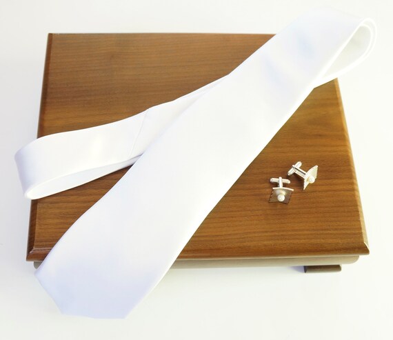 Men's White Matte Satin Necktie, formal ware, weddings, special occasion