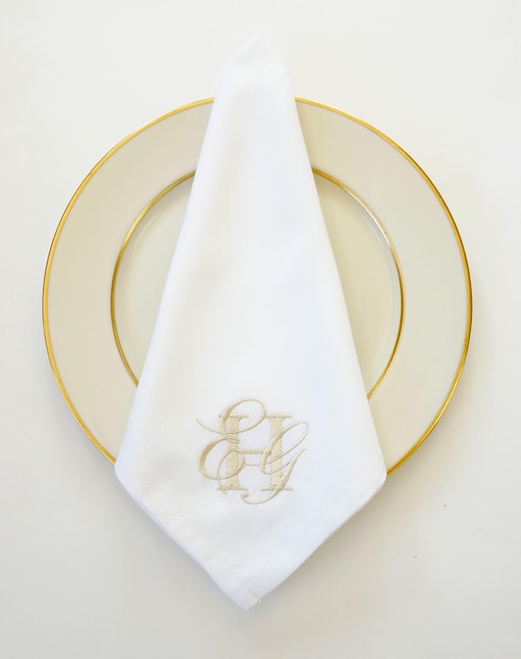CUSTOM FONT 3 Letter Monogram Embroidered Linens, Personalized Cocktail Napkins, Personalized Wedding Napkins, Monogrammed Towels