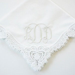 SCROLL II font Embroidered Monogrammed Handkerchief, Personalized Custom Handkerchief