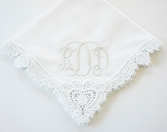 SCROLL II font Embroidered Monogrammed Handkerchief, Personalized Custom Handkerchief