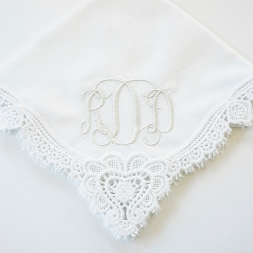 SCROLL II font Embroidered Monogrammed Handkerchief, Personalized Custom Handkerchief