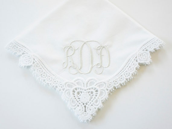 SCROLL II font Embroidered Monogrammed Handkerchief, Personalized Custom Handkerchief