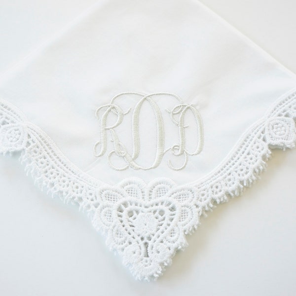 SCROLL II font Embroidered Monogrammed Handkerchief, Personalized Custom Handkerchief