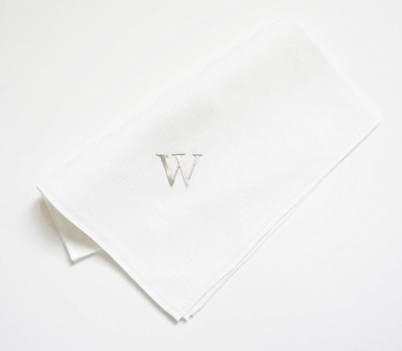 BLOCK LETTER TEXT Collection Mens Embroidered Monogrammed Handkerchief, Wedding Handkerchief, Personalized Pocket Square,  Hankie