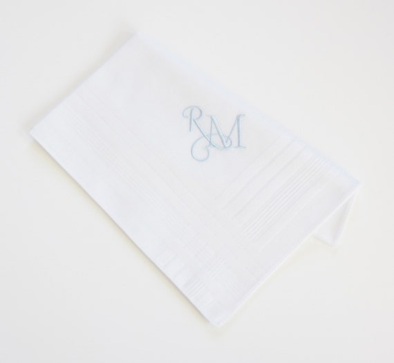 FOREVER FONT  Letter Couples Monogram, Embroidered Monogrammed Mens Handkerchief, Weddings, Bride & Groom