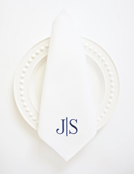 BLOCK LETTER COLLECTION of Monogram Fonts,  Embroidered Napkins and Guest Towels - Wedding Keepsake, Special Occasions