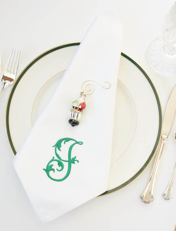 HAMPTON FONT on Embroidered Cloth Personalized Napkins, Personalized Cocktail Napkins, Personalized Wedding Napkins, and Guest Hand Towels