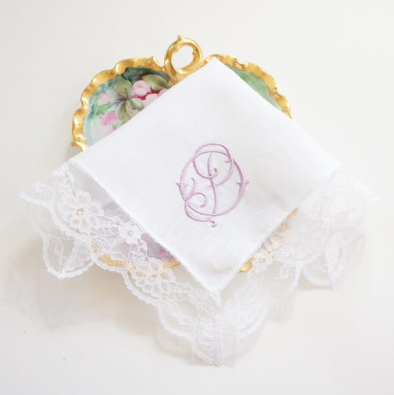 ESTATE FONT Embroidered Monogrammed Handkerchief, Personalized Custom Handkerchief