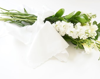 WEDDING BRIDAL Scalloped Edge Cotton Handkerchief