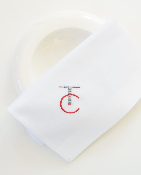 COTTON THREAD COLLECTION, Mens Block Letter and Script Fonts, Personalized Monogrammed handkerchiefs and Pocket Squares